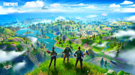 Una visione dall'altro della mappa di Fortnite