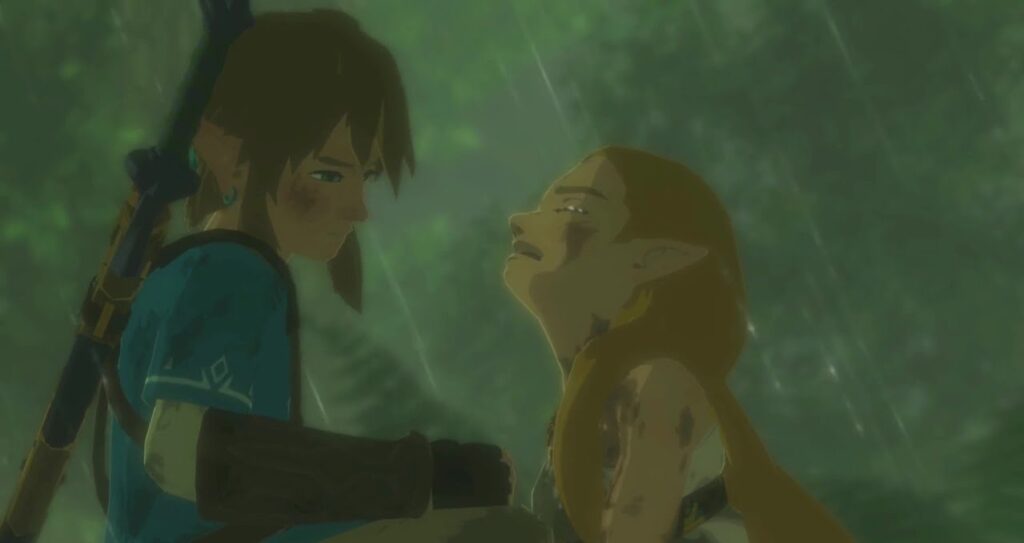 Zelda Breath of the wild Link abbraccia Zelda
