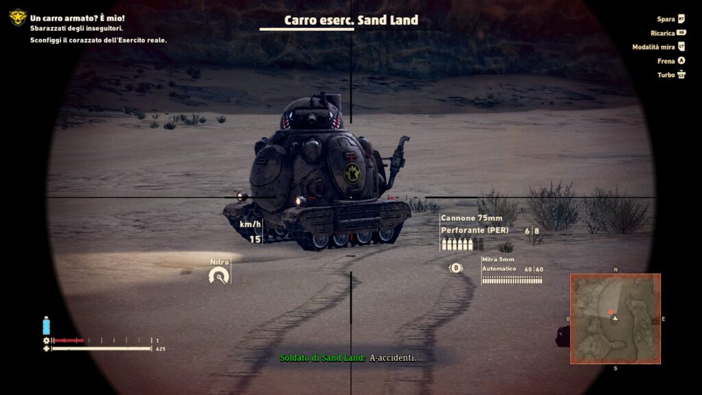 Sand Land scontro tra carri armati