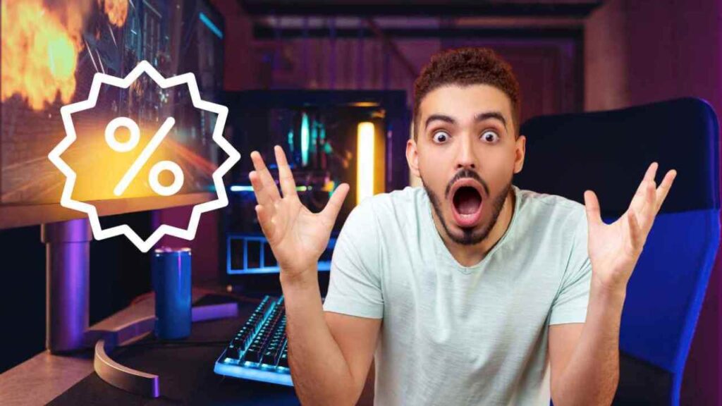 uomo urla postazione gaming simbolo sconto